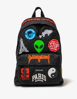 Balenciaga Accessories Black Multi Patch Explorer Backpack