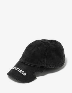 Balenciaga Accessories Black Notch Logo Visor Cap