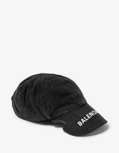 Balenciaga Accessories Black Notch Logo Visor Cap