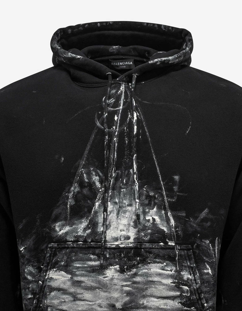 Cheapest 🎉 Balenciaga Black Painter Fitted Hoodie ❤️ 5 Balenciaga Black Painter Fitted Hoodie