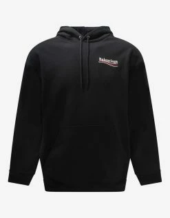 Balenciaga Black Political Logo Embroidery Medium Fit Hoodie