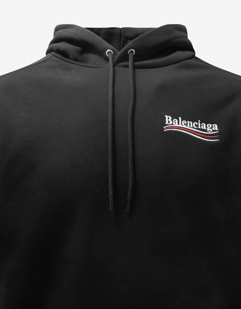 Best Sale ⭐ Balenciaga Black Political Logo Embroidery Medium Fit Hoodie 😍 5 Balenciaga Black Political Logo Embroidery Medium Fit Hoodie