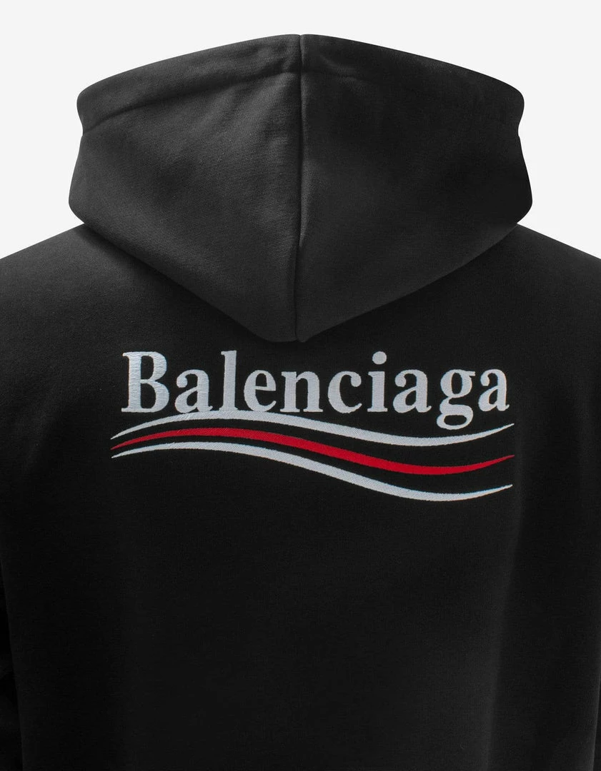 Best Sale ⭐ Balenciaga Black Political Logo Embroidery Medium Fit Hoodie 😍 6 Balenciaga Black Political Logo Embroidery Medium Fit Hoodie