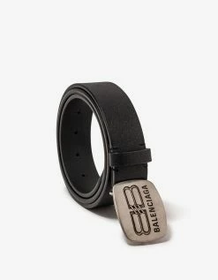 Balenciaga Black Rounded Logo Plaque Belt Accessories