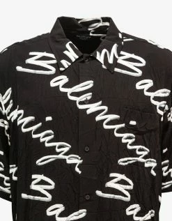 Balenciaga Clothing Black Scribble Logo Minimal Shirt