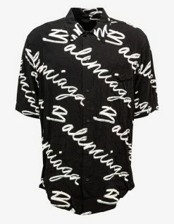 Balenciaga Clothing Black Scribble Logo Minimal Shirt