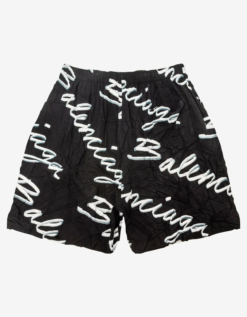 Cheap ๐งจ Balenciaga Black Scribble Logo Pyjama Shorts ๐ 4 Balenciaga Black Scribble Logo Pyjama Shorts