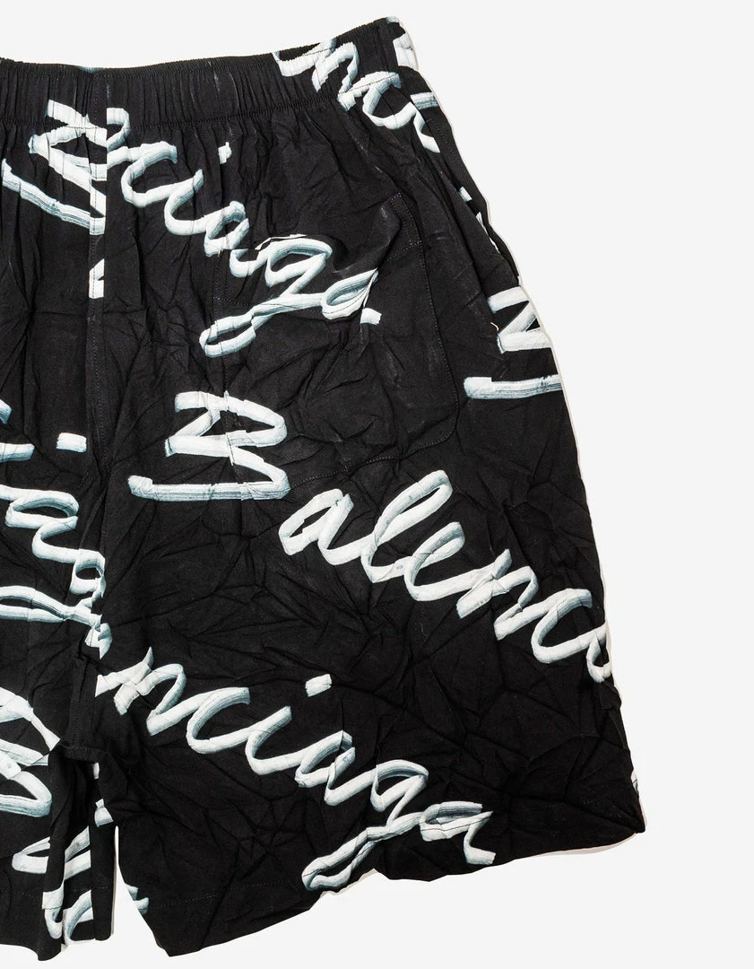 Cheap ๐งจ Balenciaga Black Scribble Logo Pyjama Shorts ๐ 6 Balenciaga Black Scribble Logo Pyjama Shorts