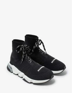 Balenciaga Black Speed Lace-Up Clear Sole Trainers