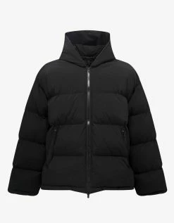 Balenciaga Black Sporty B Hooded Puffer Jacket Clothing