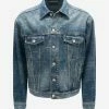 Balenciaga Blue All-Over Logo Large Fit Denim Jacket Clothing
