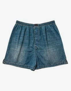 Balenciaga Blue Denim Boxer Shorts Clothing