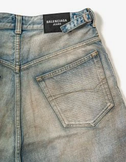 Balenciaga Blue Denim Skater Shorts