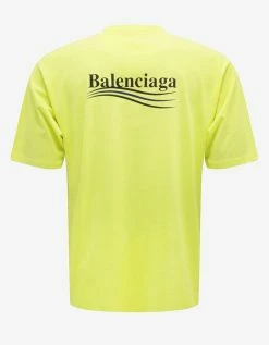 Balenciaga Clothing Fluorescent Yellow Political Logo Large Fit T-Shirt