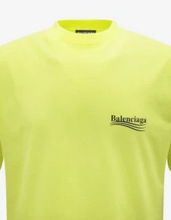 Balenciaga Clothing Fluorescent Yellow Political Logo Large Fit T-Shirt