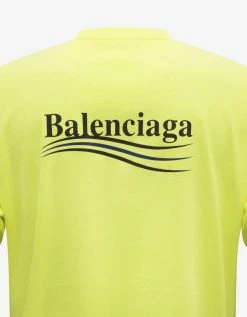 Balenciaga Clothing Fluorescent Yellow Political Logo Large Fit T-Shirt