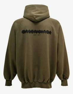 Balenciaga Khaki Strike 1917 Logo Oversized Hoodie Clothing