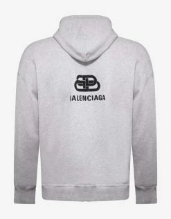 Balenciaga Light Grey Back BB Logo Print Hoodie
