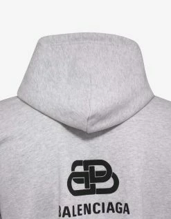 Balenciaga Light Grey Back BB Logo Print Hoodie