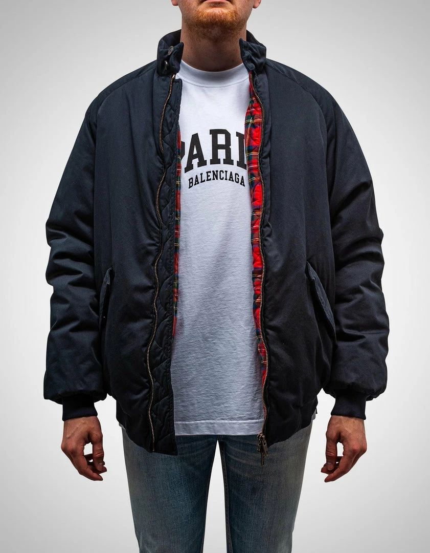 Buy π Balenciaga Navy Blue Oversized Harrington Bomber Jacket π 4 Balenciaga Navy Blue Oversized Harrington Bomber Jacket