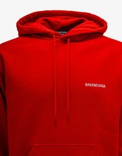 Balenciaga Red Logo Regular Fit Hoodie