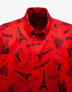 Balenciaga Red Tourist Print Square Back Shirt
