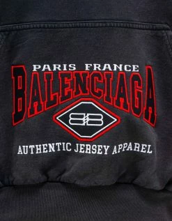 Balenciaga Clothing Wash Black Logo Embroidery Oversized Hoodie