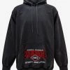 Balenciaga Clothing Wash Black Logo Embroidery Oversized Hoodie