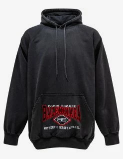 Balenciaga Clothing Wash Black Logo Embroidery Oversized Hoodie