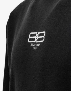 Balenciaga Clothing Washed Black BB Logo Medium Fit Hoodie