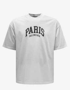 Balenciaga White Cities Paris Medium Fit T-Shirt Clothing