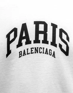 Balenciaga White Cities Paris Medium Fit T-Shirt Clothing