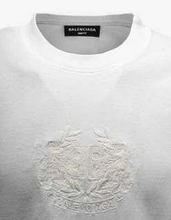 Balenciaga T-Shirts White GITD Lion's Laurel Boxy T-Shirt
