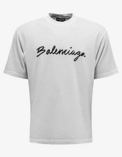 Balenciaga Clothing White Scribble Logo T-Shirt