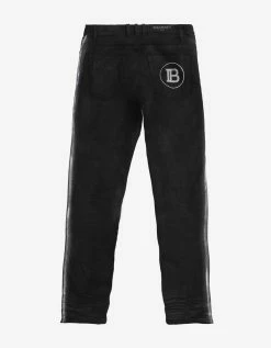 Balmain Clothing Black B Logo Spray Paint Stripe Jeans
