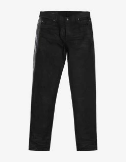 Balmain Clothing Black B Logo Spray Paint Stripe Jeans
