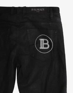 Balmain Clothing Black B Logo Spray Paint Stripe Jeans