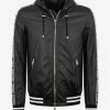 Balmain Black Coated Nylon Logo Band Jacket