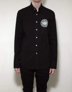 Balmain Black Logo Medallion Denim Shirt