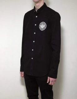 Balmain Black Logo Medallion Denim Shirt