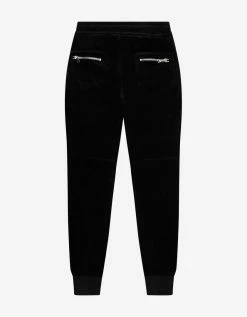 Balmain Black Velvet Biker Sweat Pants Clothing