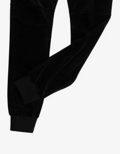 Balmain Black Velvet Biker Sweat Pants Clothing
