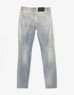 Balmain Light Blue Faded Biker Jeans Clothing