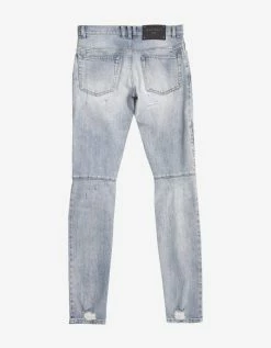 Balmain Clothing Light Blue Repaired Biker Jeans