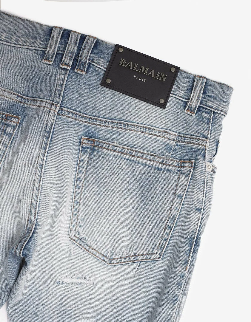 Best Sale β Balmain Clothing Light Blue Repaired Biker π Jeans π 7 Balmain Clothing Light Blue Repaired Biker Jeans