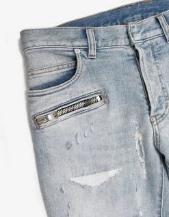 Best Sale β Balmain Clothing Light Blue Repaired Biker π Jeans π 9 Balmain Clothing Light Blue Repaired Biker Jeans