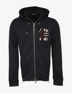 Balmain Navy Blue'B' Flag Hoodie Clothing