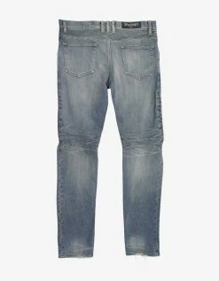 Balmain Stonewash Skinny Biker Ripped Knee Jeans Clothing