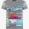 Balmain Striped Island Print T-Shirt
