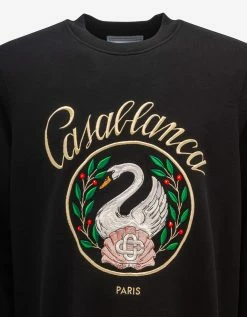 Casablanca Black Emblem De Cygne Sweatshirt Clothing